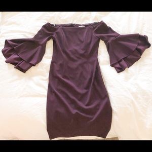 Calvin Klein Aubergine Bell Sleeve Dress